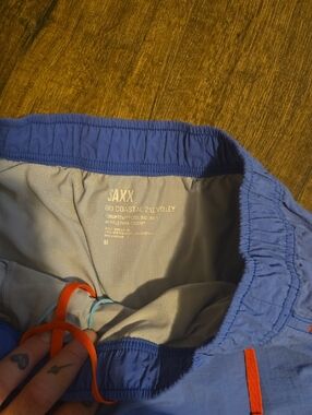 Saxx Blue Volley Shorts with Orange Drawcord